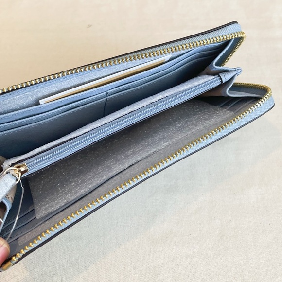 Michael Kors Mercer Belted Satchel & Wallet Set Blue Leather with Gold Hardware - Picture 8 of 8